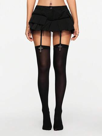 Grunge Punk 1 Paio di Collant Goth con Motivo Scuro, Collant da Donna alla Moda e Sexy