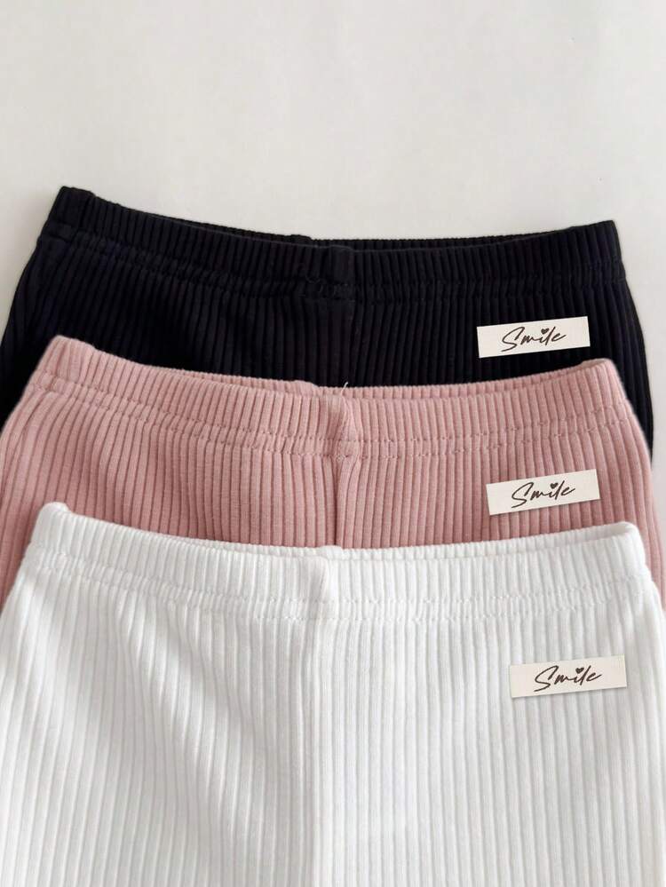 女婴字母印花松紧腰休闲喇叭裤 - 彩色 - 查看 4