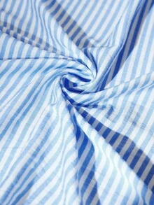 GENKIRA Linen-Like Bamboo Striped Collared Long Sleeve Shirt, Elegant European Style, Vacation Vibe - Multicolor - View 7