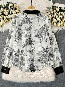 GlowEve CURVE Áo sơ mi dài tay ve áo họa tiết hoa cỡ lớn dành cho nữ - Nhiều màu - Xem 2