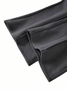 SHEIN Girlism 青少年女孩休闲心形印花针织纯色宽松落肩长袖运动衫和阔腿运动裤套装 - 灰色 - 查看 9