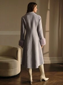 MOTF PREMIUM WOOL DOUBLE BREASTED OVERCOAT - Mauve Purple - View 4