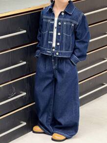 SHEIN 女童（小）牛仔套裝