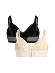 BloomMama Plus Size Maternity Solid Color Lace Nursing Bra