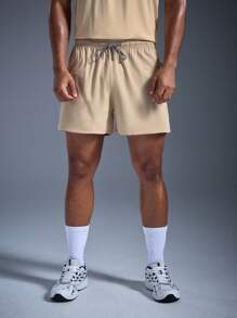 DRIFTMERE Herren Anti-Verlust Reißverschlusstasche Kordelzug Taille Sport Shorts Frühling bis Sommer, Herren Schnelltrocknende leichte Shorts, für Gym und Fitness mit guter Dehnbarkeit und Kühleffekt geeignet für den Sommer, Athleisure Stil, sportliche Mode - Khaki - Übersicht 5