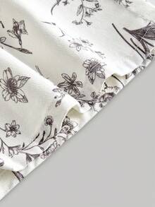 SHEIN MOD Jeans casuales anchos con bolsillos y estampado floral para mujer - Multicolor - Ver 4