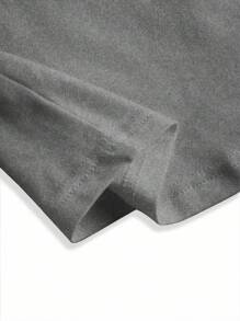 Women's Letter & Skull Graphic Round Neck Short Sleeve Casual Cropped T-Shirt - Dark Grey - View 4