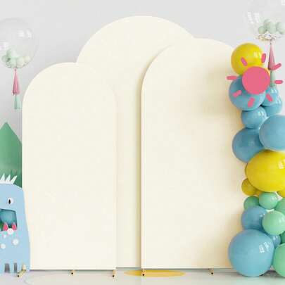 米色拱门背景，5 英尺、6 英尺、6.6 英尺、7.2 英尺婚礼拱门罩，双面氨纶面料拱门背景天花板帷幔，适用于生日派对婚礼拱门架装饰（不含拱门架，仅含面料背景）