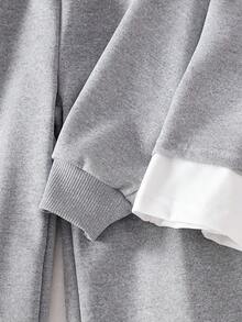 Genkimix Kids Set de 2 sudaderas holgadas con estampado floral y decoración de lazo, estilo coreano para niñas