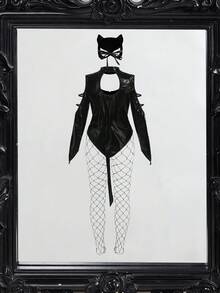 Fantasy Costume 大码时尚性感镂空前内衣 - 黑色 - 查看 2