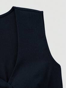 Sweetra Women's Casual Slim Fit Sleeveless Vest - Navy Blue - View 5