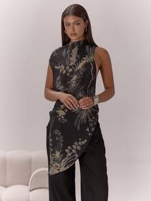 MUSERA Áo kiểu chiffon cổ yếm, lưng thấp, xếp ly, sang trọng, gợi cảm, thích hợp cho buổi tối đi chơi, kỳ nghỉ, mùa thu, nhiều lớp, tiệc tùng, thanh lịch, ngày lễ, tiệc tùng, mùa xuân, mùa hè. - màu đen - Xem 4