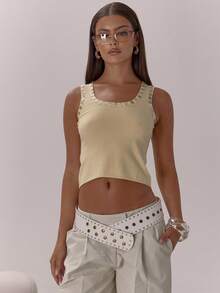 MUSERA Jersey-Tank Top mit Knopfleiste und Ausschnitt – elegant und sexy für Abendveranstaltungen, Urlaub, Herbst, Partys, Weihnachten und Silvester.