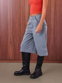 COUREZ Pantalones anchos de talle bajo y cortos tipo patinador / Conjuntos de salida Y2K para mujer Ropa de otoño Ropa de invierno Ropa de vuelta al colegio - Azul - Ver 5