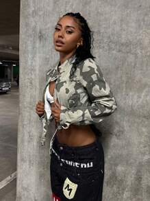SHEIN Unity Biker Street 朋克牛仔夹克和外套 - 彩色 - 查看 7