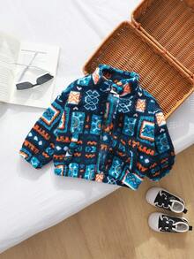 SHEIN Infant/Toddler Boys' Geometric Pattern Fleece Zip-Up High Collar Jacket, Suitable For Daily Wear, Outings, Travel Baby Boy Fleece Jacket Baby Boy Winter Jacket Boys Geometric Print Jacket 6 Months Baby Boy Winter Coat Newborn Baby Boy Zip Up Jacket Baby Boy Baby Girl Fleece Jacket Baby Boy Baby Girl Sherpa Jacket 3M-3T Fall/Winter Neutral Baby Clothes Neutral Baby Clothes Unisex Jacket - Multicolor - View 2