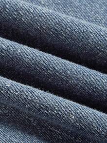 SHEIN MOD 女式前扣口袋休闲宽松蓝色牛仔裤