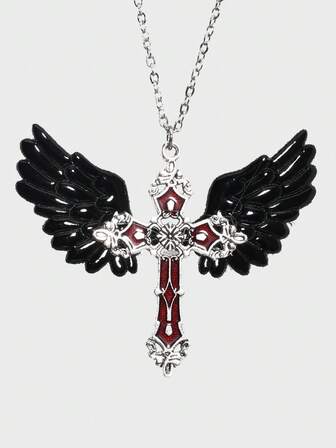 Goth Collar con colgante de calavera gótica y espada atravesando el corazón