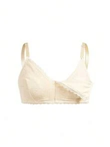 BloomMama Plus Size Maternity Solid Color Lace Nursing Bra