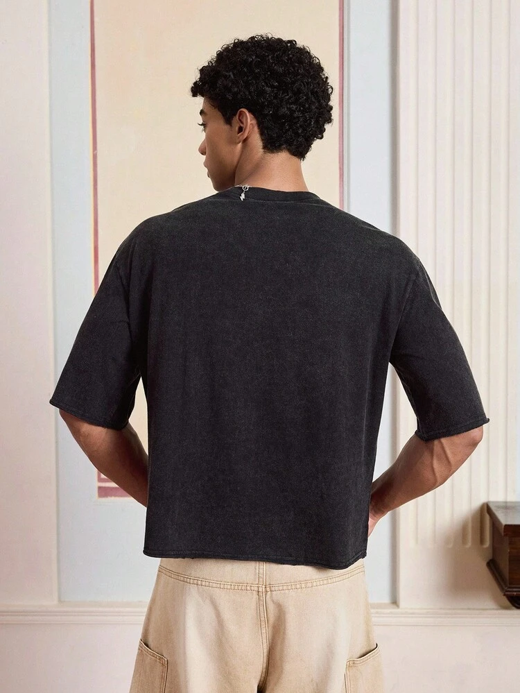 SWAVVY 男士印花圆领短袖T恤 - 黑色 - 查看 2