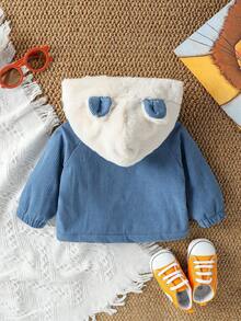Áo khoác hoodie tai nhung cho bé trai từ 3-24 tháng tuổi có túi lớn, vải nỉ mềm mại, trang phục thời trang cho bé trai sơ sinh, quần áo trẻ em, bộ đồ cho bé trai, áo khoác cho trẻ mới biết đi - Màu xanh lam - Xem 2