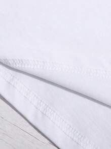 SHEIN Áo thun tay ngắn in họa tiết hoa và khẩu hiệu Colorblock cỡ lớn - trắng - Xem 5