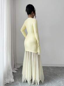 Elenzga Elegant Romantic Fitted A-Line Sweater Dress With Keyhole Neckline, Long Sleeve Fall Winter Cloth For Women