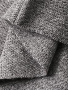 DAZY Gaun Sweater Midi Berlapis Gaya Korea Warna Polos Leher V untuk Balita Perempuan, Musim Gugur/Dingin - Grey - View 8