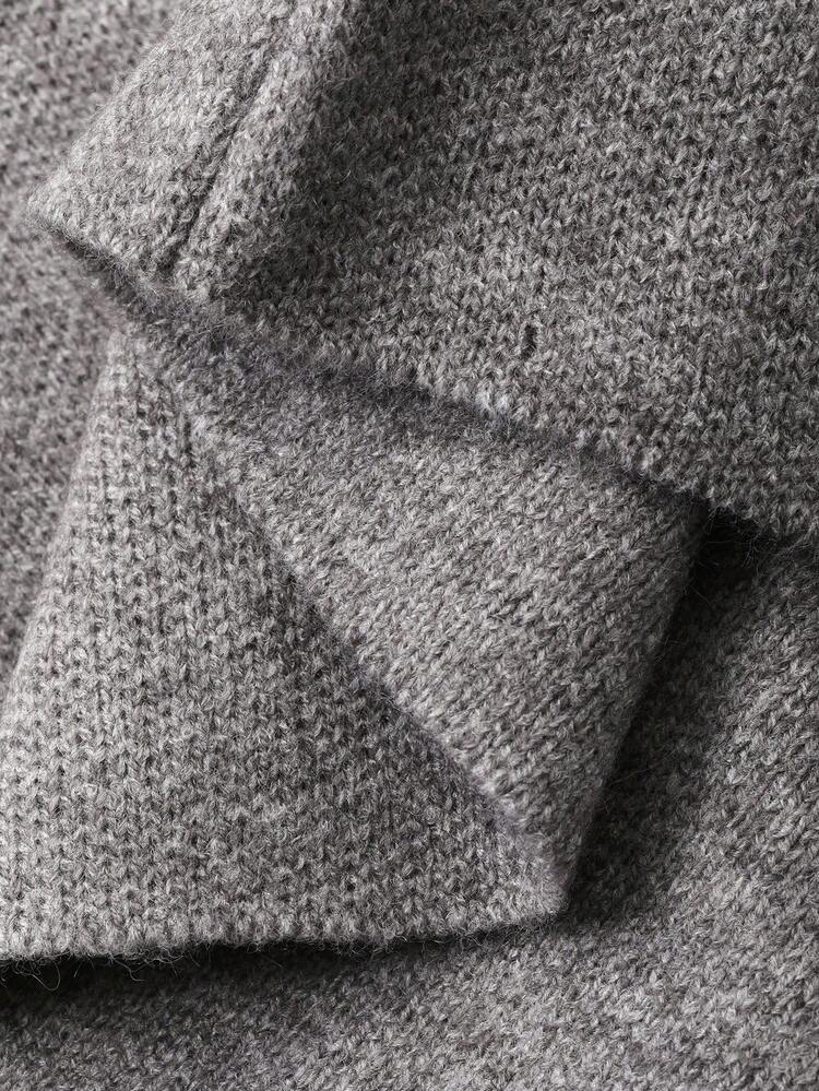 Toddler Girls' V-Neck Solid Color Korean Style Layered Midi Sweater Dress, Autumn/Winter