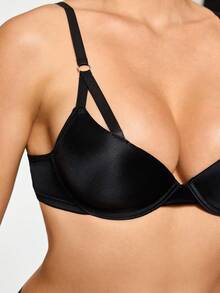 SHAPORA 1 件黑色钢圈塑形 3/4 罩杯聚拢文胸，交叉肩带，性感暴露，女士内衣文胸，适合日常、办公室和家居穿着，S 形 - 黑色 - 查看 5