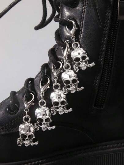 5 pièces Décorations de chaussures gothiques vintage avec roses et crânes