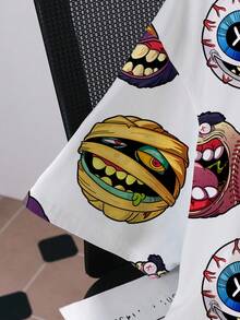 MADBALLS X SHEIN 男士卡通眼球图案圆领短袖T恤 - 白色 - 查看 4