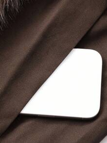 DAZY Áo khoác lông thú giả cổ vá rộng rãi cho nữ - màu nâu - Xem 13