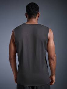 DRIFTMERE Herren Sommer Lässig Buchstaben bedrucktes Trägershirt Frühling bis Sommer, nahtlos und bequem, für Gym und Fitness, Athleisure Stil, sportliche Mode, geeignet für Frühling/Sommer - Dunkelgrau - Übersicht 2