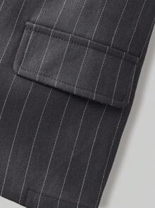 Ontre Set de blazer con cuello con muesca a rayas y minifalda para niña preadolescente