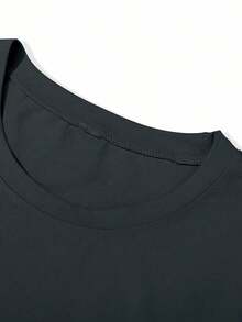 Manfinity Homme Men's Summer Letter Printed Round Neck Short Sleeve Casual T-Shirt - Dark Grey - View 4