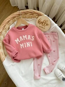 SHEIN Babygirl 可爱字母印花长袖卫衣套装，秋冬