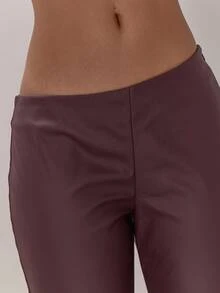 MUSERA 不对称腰线喇叭裤，优雅性感，适合夜晚外出、秋季度假、叠穿、冬季派对和感恩节等场合。 - 中紫紅色 - 查看 6