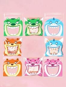 SHEIN 100 Pcs Per Pack, 4-In-1 Cartoon Pattern Party Gift Baking Bags, Self-Adhesive Gift Packaging Bags - Multicolor - View 5