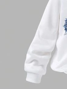 SHEIN ChillGRL 2 件套年轻女孩休闲时尚心形图案圆领运动衫和工装裙套装，适合秋冬春季 - 彩色 - 查看 4