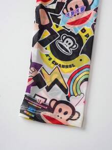 Paul Frank X SHEIN Women's Cartoon Pattern Tight Fit Crew Neck Long Sleeve Top - Multicolor - View 5