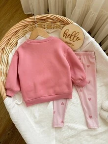 SHEIN Babygirl 可爱字母印花长袖卫衣套装，秋冬