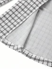 Ellevyn 女士优雅格子翻领长袖收腰夹克和裤子套装，秋季 - 黑與白 - 查看 10