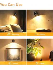 1pc LED Rechargeable Wall Light, Magnetic Spotlight, Painting Light, Nightlight, Bedside Reading Lamp, Eye-Caring Bedroom Night Light, Dimmable, Wireless No Drilling, 360° Rotatable Touch Control, Rechargeable Battery - Multicolor - View 6