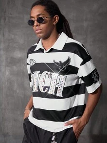 PAVTROS 男士 T 恤、水钻、万圣节、万圣节派对、街头服饰、返校 - 黑與白 - 查看 3