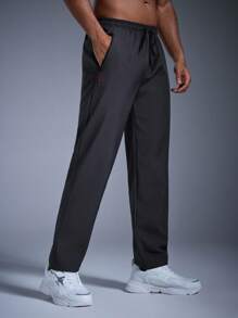 DRIFTMERE Men's Ice Cool Zip Pocket Drawstring Waist Long Pants, Fall, Jogging, Gym, Track Pants
