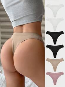 Wedaily 6件套女士浪漫法式纯色性感丁字裤 - 彩色 - 查看 1