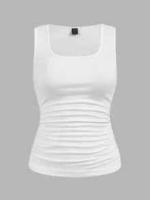 SHEIN LUNE Bộ 3 áo hai dây nữ cổ vuông màu trơn phong cách tối giản, mặc thường ngày thoải mái - Nhiều màu - Xem 3