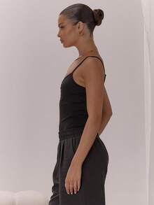 MUSERA Ruched Bust Bra Strap High Leg Bodysuit Classy Sexy Night Out Occasion Vacation Autumn Layered Winter Party Elegant - Black - View 4