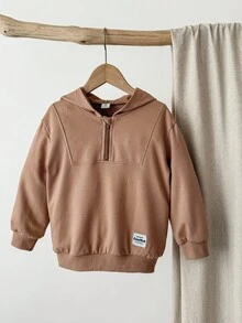 Blossori Sudadera con capucha de manga larga elegante francesa para niños pequeños en otoño/invierno - Marrón - Ver 1